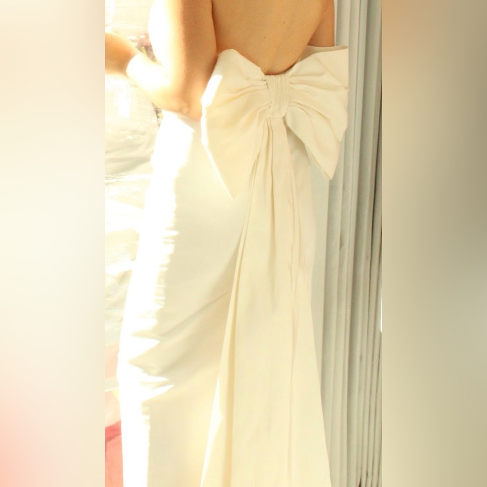 margaret bow silk dress by alexia mara Margaret Bow Silk Dress In White